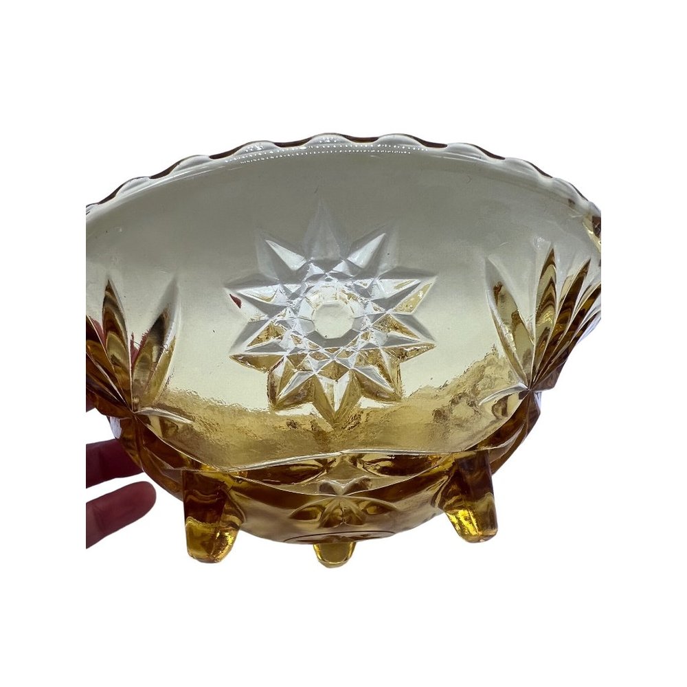 Amber Footed Ornate Candy Dish - Picture 3 of 8